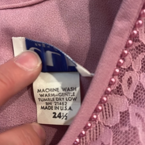 Gorgeous 80s Vintage Shift Lace Pleated Hem Short Sleeve Plus Size Dress 24 - Picture 6 of 8